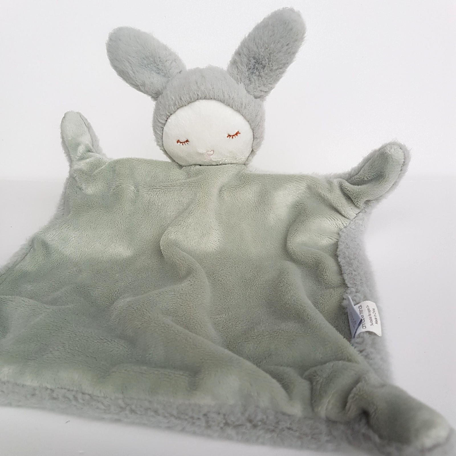Annabel Trends GREY BUNNY LOVEY Rabbit Baby Comforter Security Blanket Soft Toy0