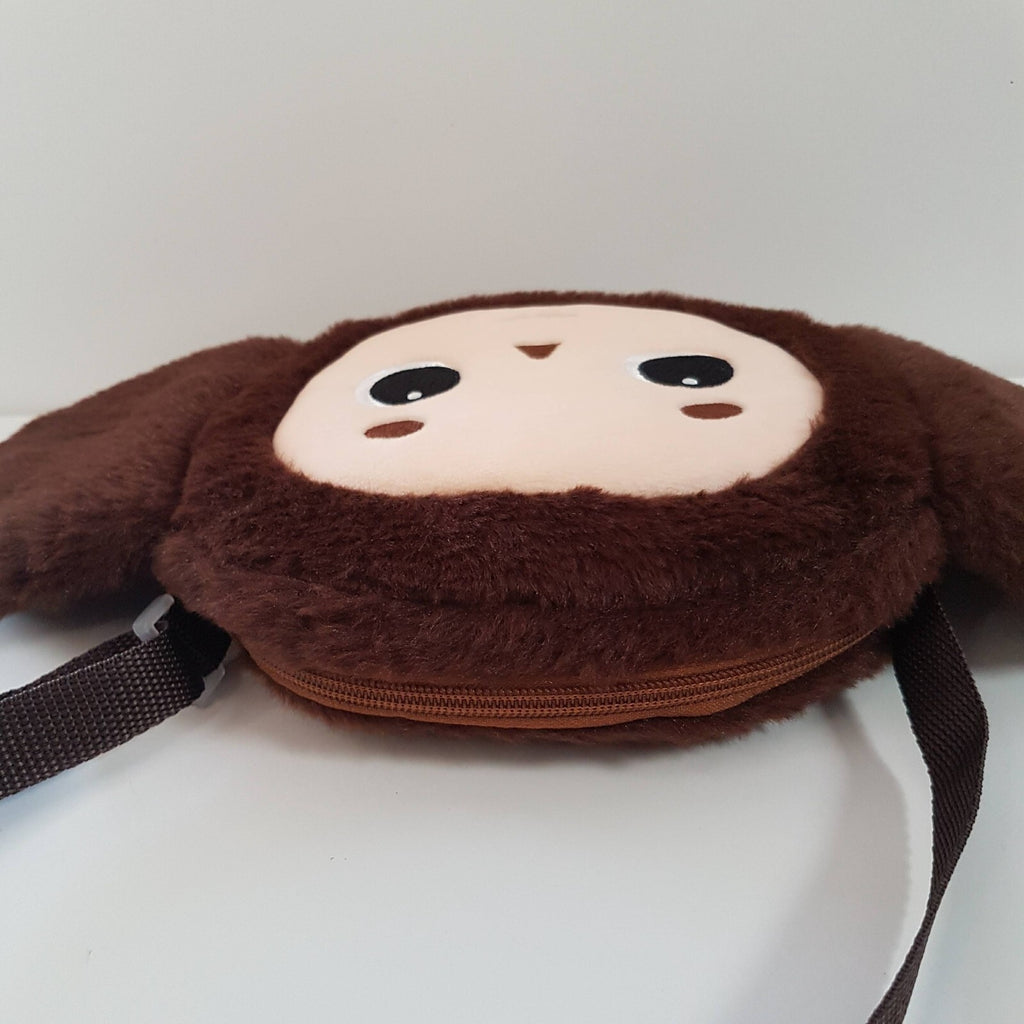 Plush CHEBURASHKA Small Shoulder Bag Character Mascot Zip Embroidered Face Cute4