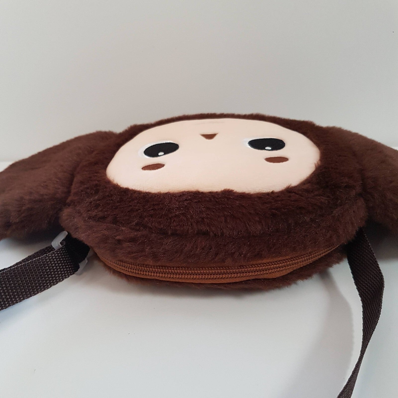 Plush CHEBURASHKA Small Shoulder Bag Character Mascot Zip Embroidered Face Cute4