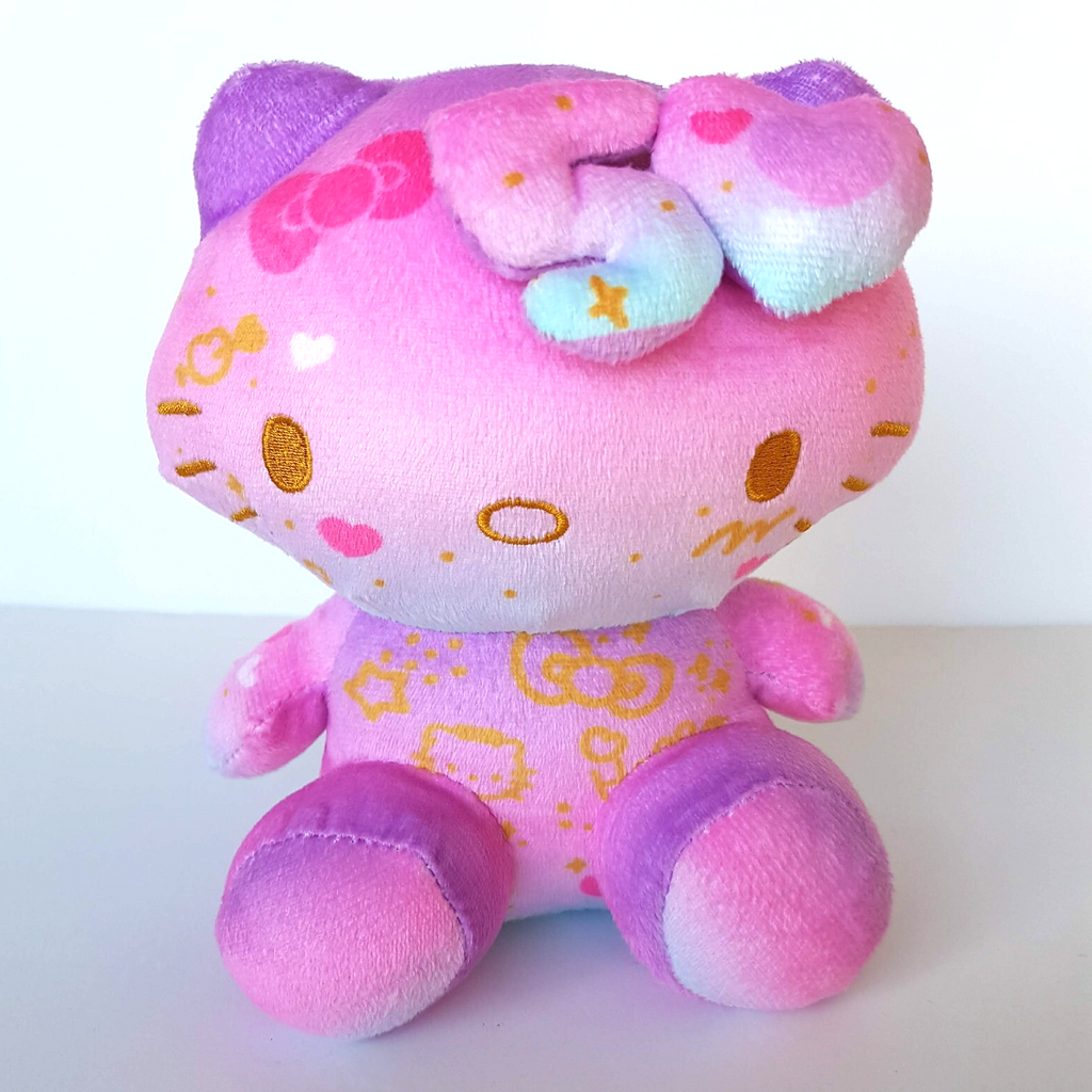 HELLO KITTY 18cm 50th ANNIVERSARY Cat Plush Rainbow Gold Stuffed Animal Soft Toy0