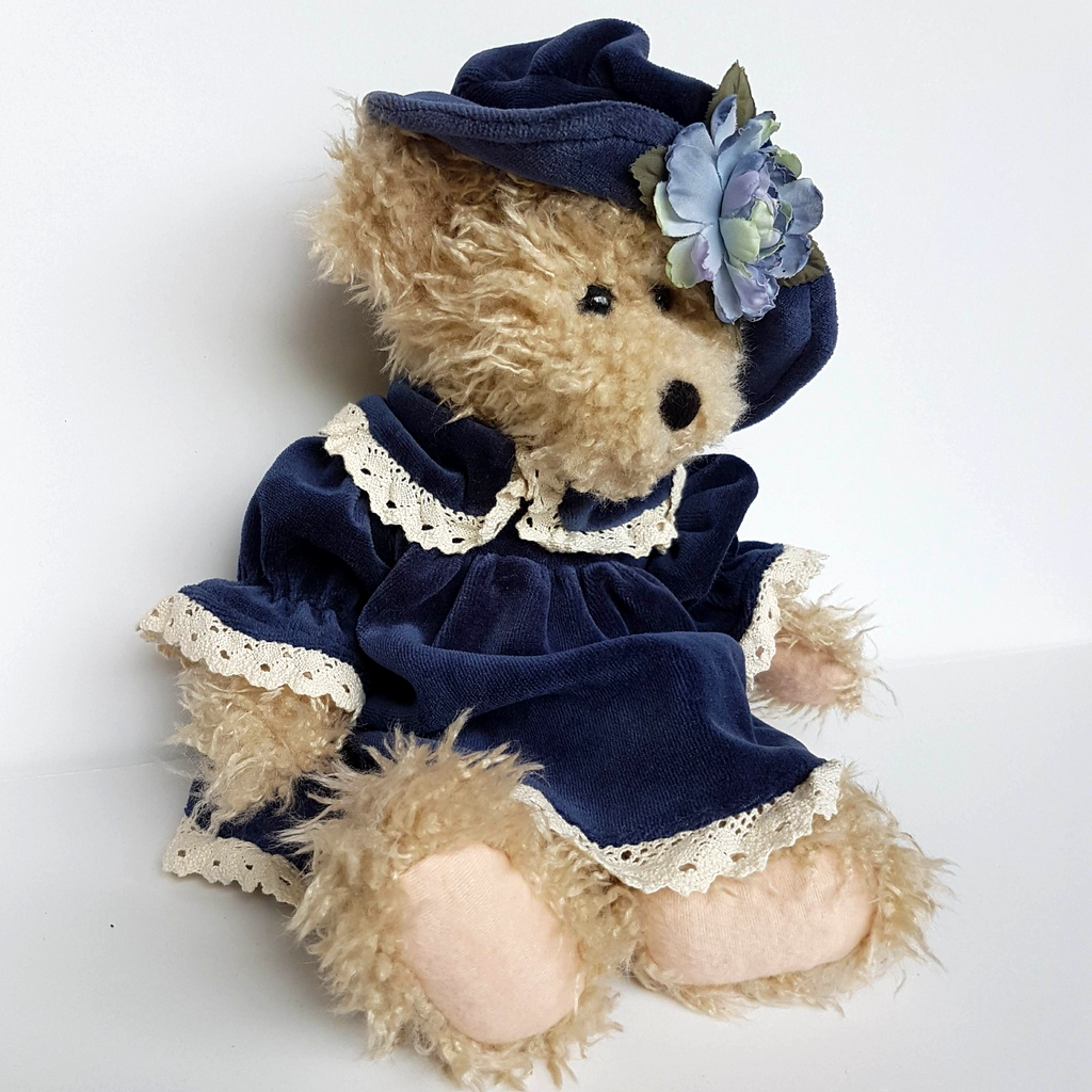 Settler Bears BLUE FLOWER Teddy Bear 33cm Plush JOINTED Stuffed Animal Soft Toy3