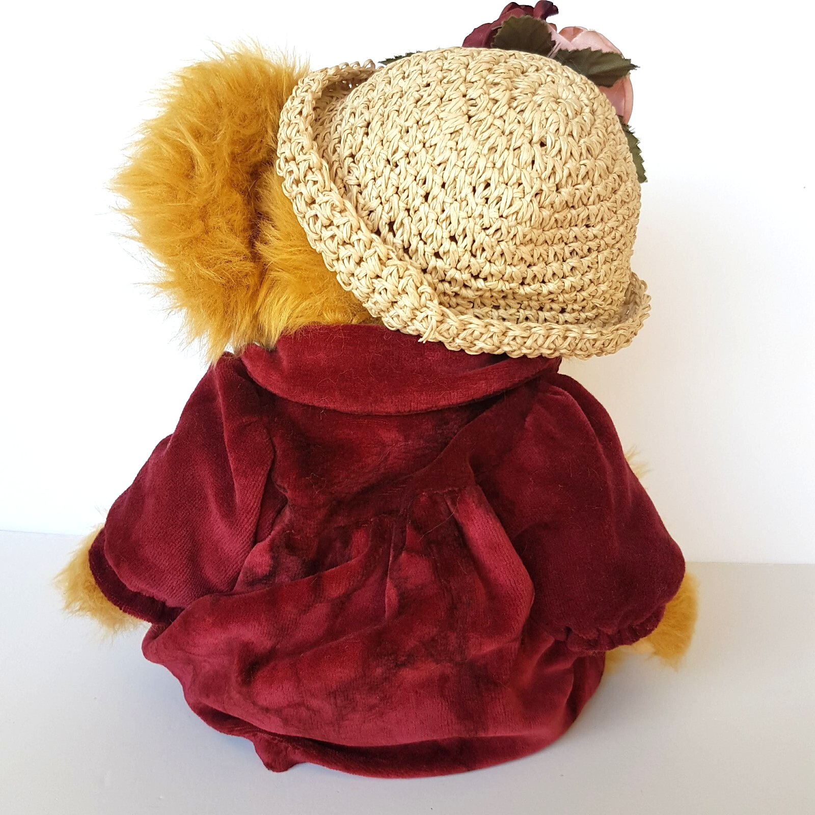 5 Way Jointed SETTLER BEARS 32cm Velvet Dress Flower Hat Stuffed Animal Soft Toy8
