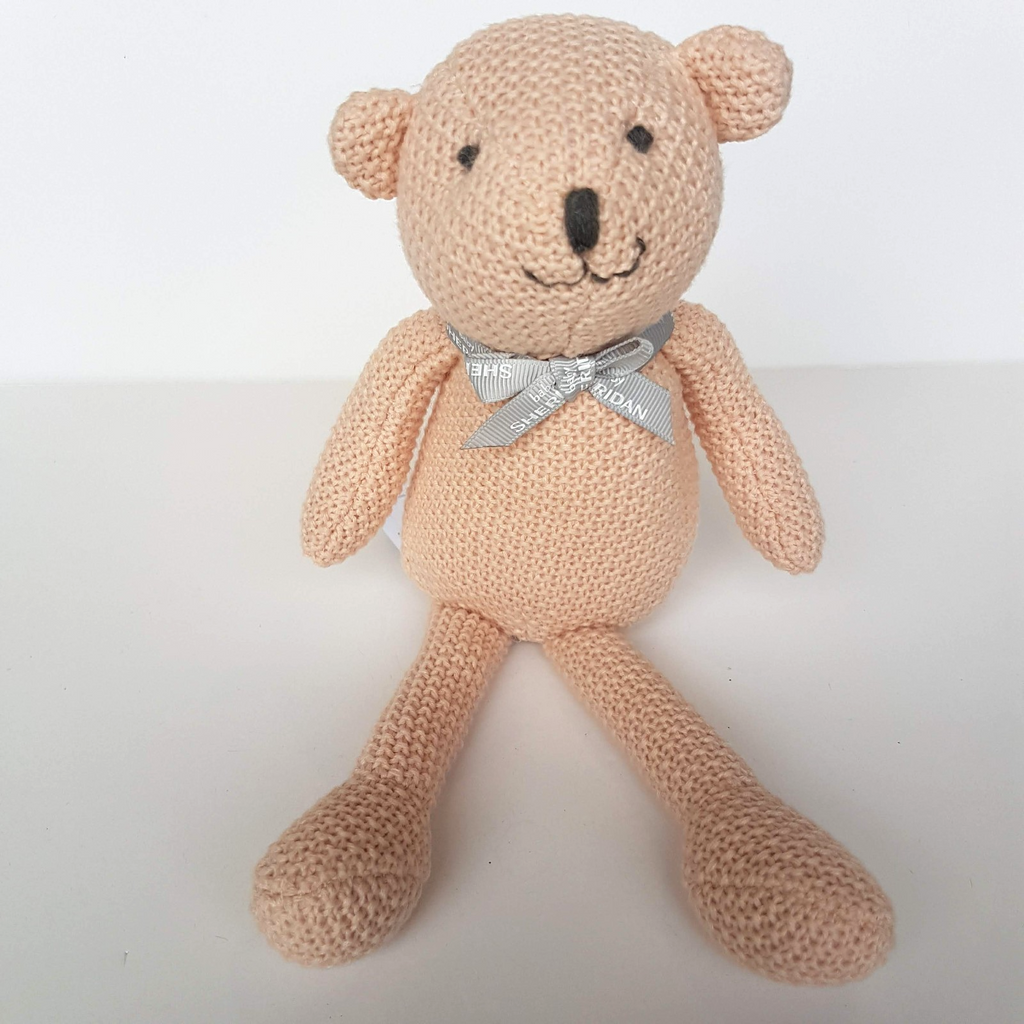 Baby Sheridan KNITTED BEAR RATTLE Lovey Pink Comforter Plush Soft Toy Animal8