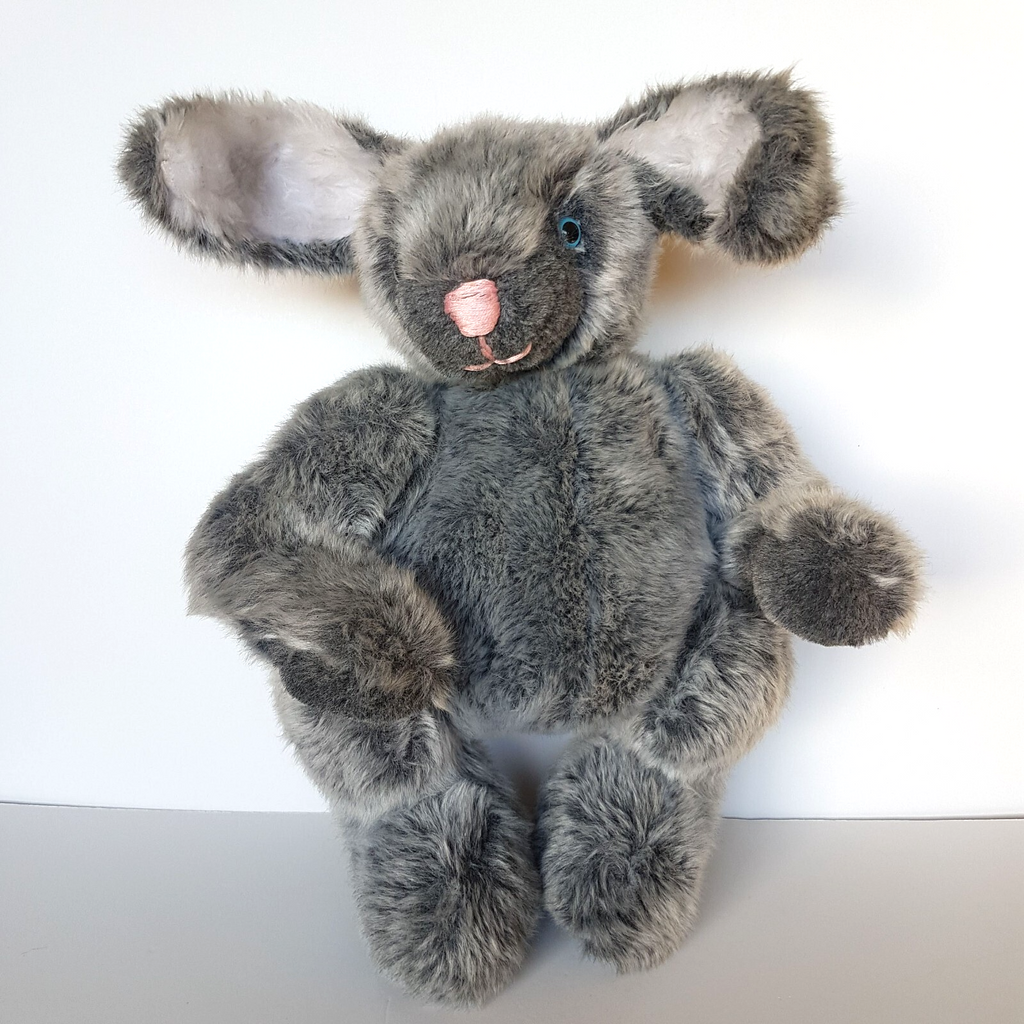 Jointed HANDMADE GREY BUNNY RABBIT 34cm Plush Weighted Stuffed Animal Soft Toy0