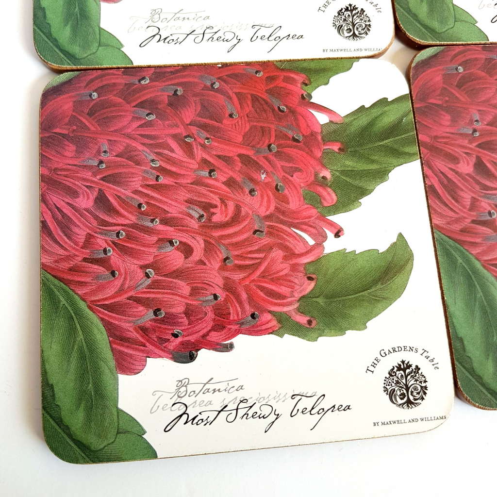 THE GARDENS TABLE Waratah Coaster Set Botanical Flower Royal Botanic Gardens1