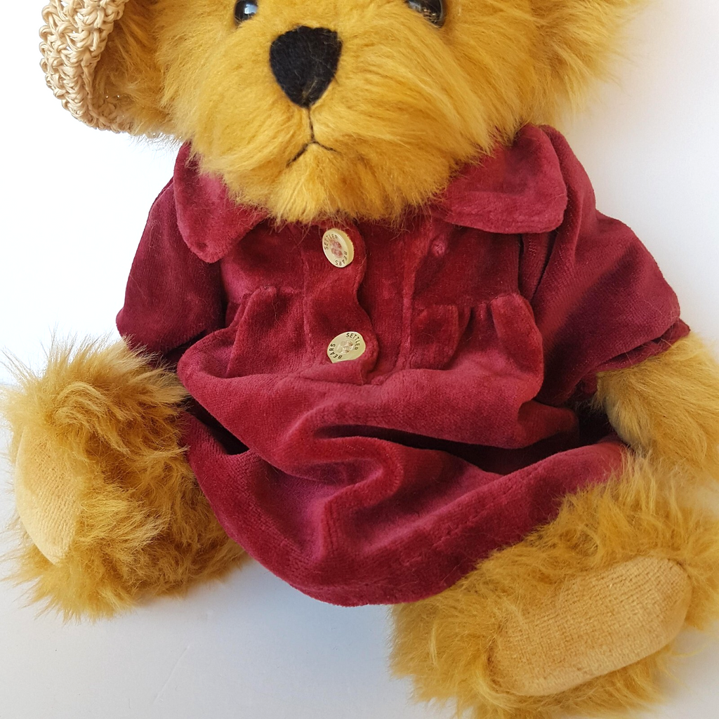 5 Way Jointed SETTLER BEARS 32cm Velvet Dress Flower Hat Stuffed Animal Soft Toy2