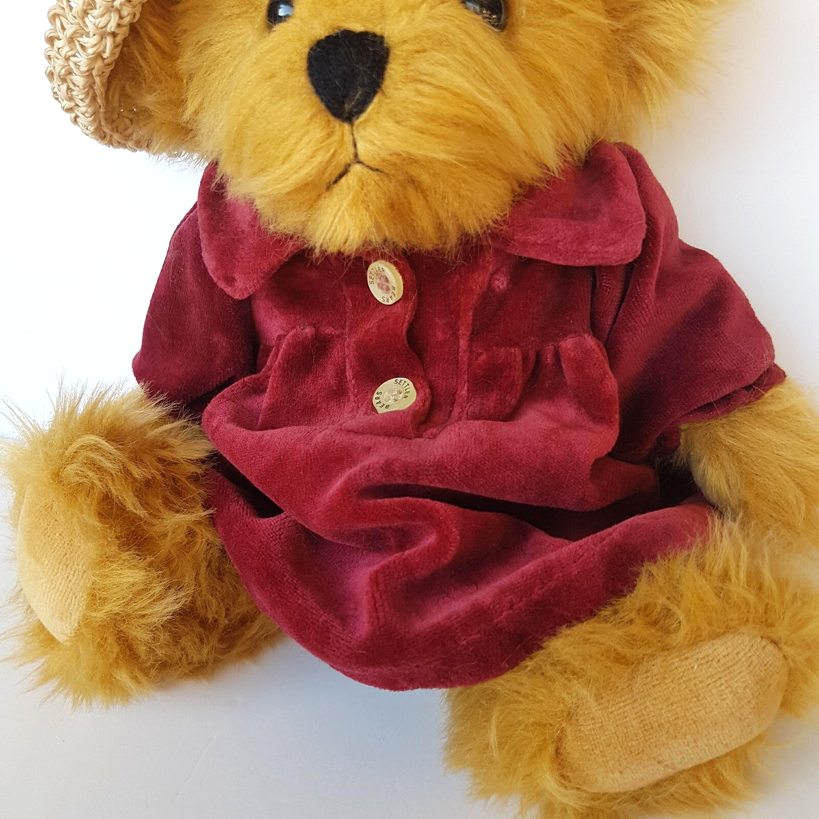 5 Way Jointed SETTLER BEARS 32cm Velvet Dress Flower Hat Stuffed Animal Soft Toy2