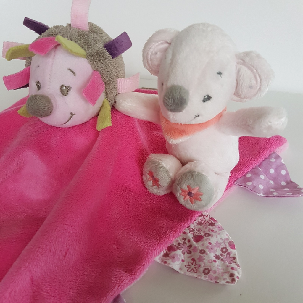 Nattou PORCUPINE ECHIDNA Baby Lovey Security Blanket Comforter + Mouse Soft Toy2