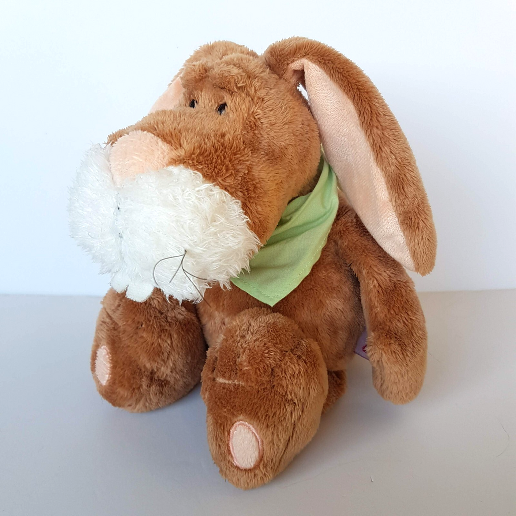 Rare NICI SCRUFFY RABBIT Plush Stuffed Animal Teeth Whiskers Soft Toy Cute Scarf0