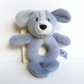 Findon GREY DOG RATTLE Baby Lovey 23cm Comforter Activity Toy Plush Soft Toy0