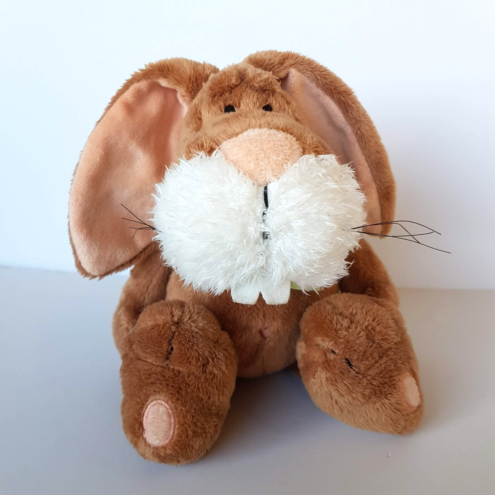 Rare NICI SCRUFFY RABBIT Plush Stuffed Animal Teeth Whiskers Soft Toy Cute Scarf3