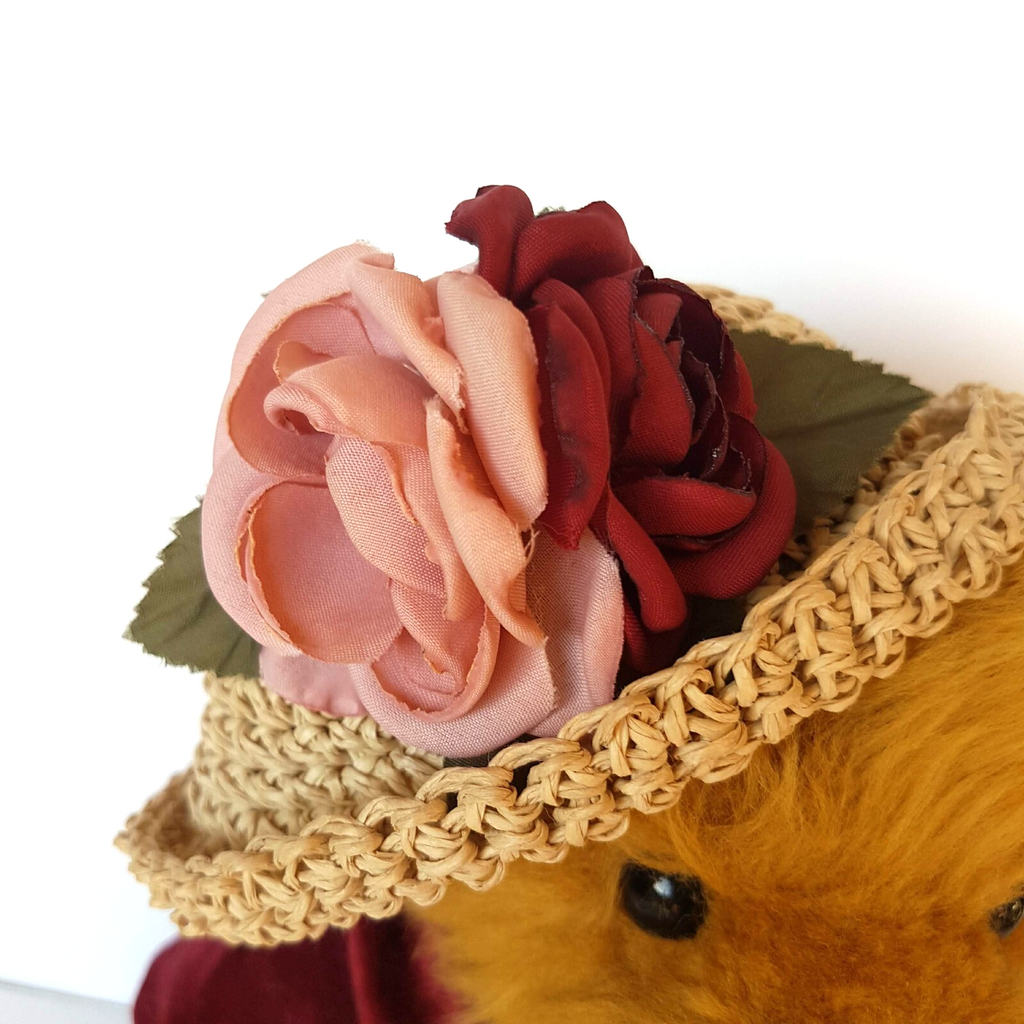 5 Way Jointed SETTLER BEARS 32cm Velvet Dress Flower Hat Stuffed Animal Soft Toy6