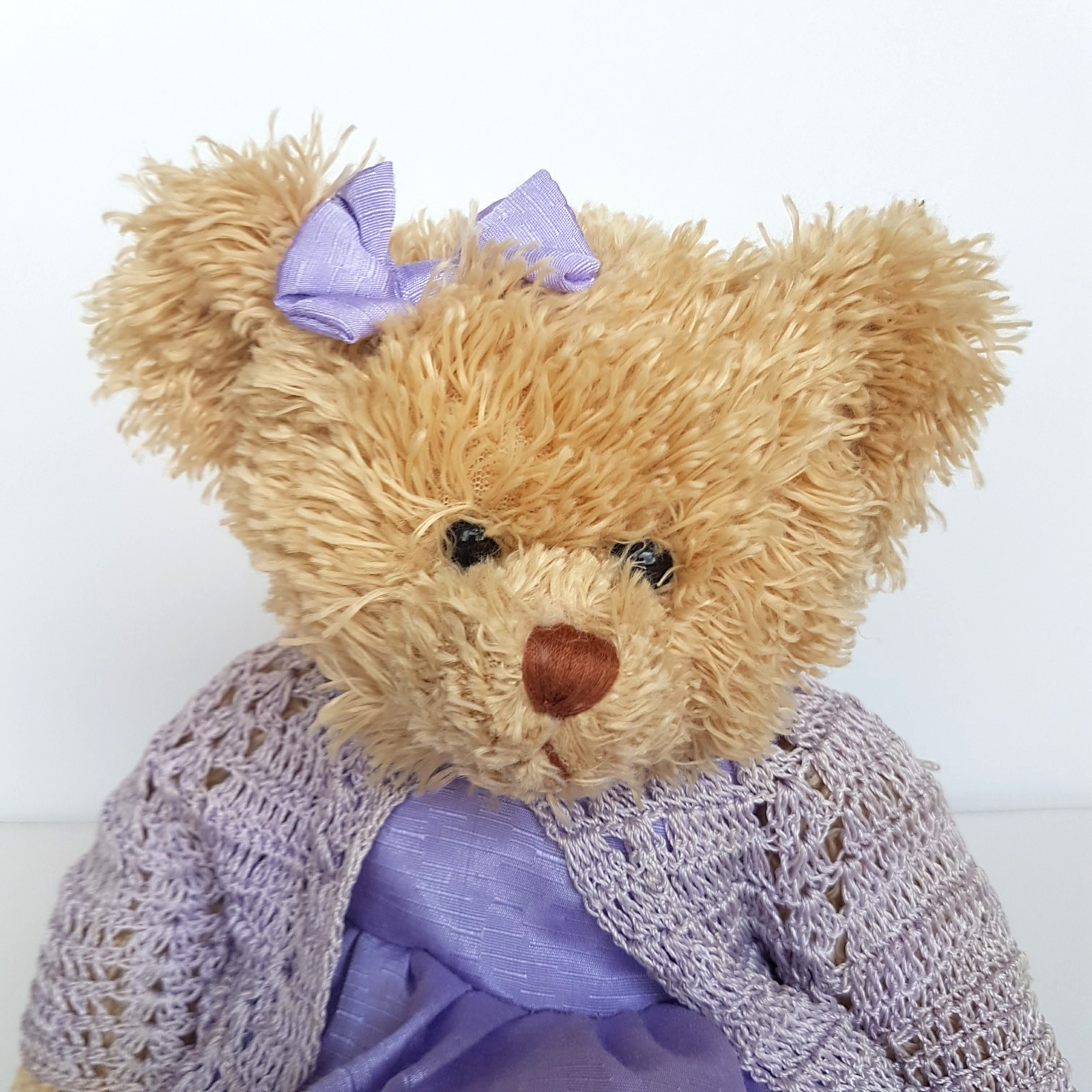Pretty LAVENDER Teddy Bear PURPLE Dress Cardigan 30cm Soft Toy Stuffed Animal3