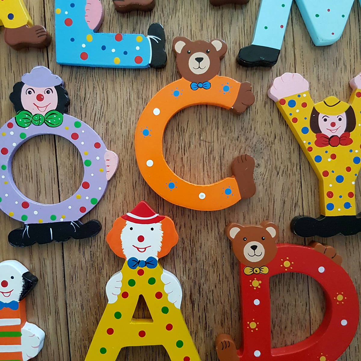 Hand Painted CLOWN WOOD LETTERS Bear Alphabet Lot Kids Name Letters (NOT SEVI)4