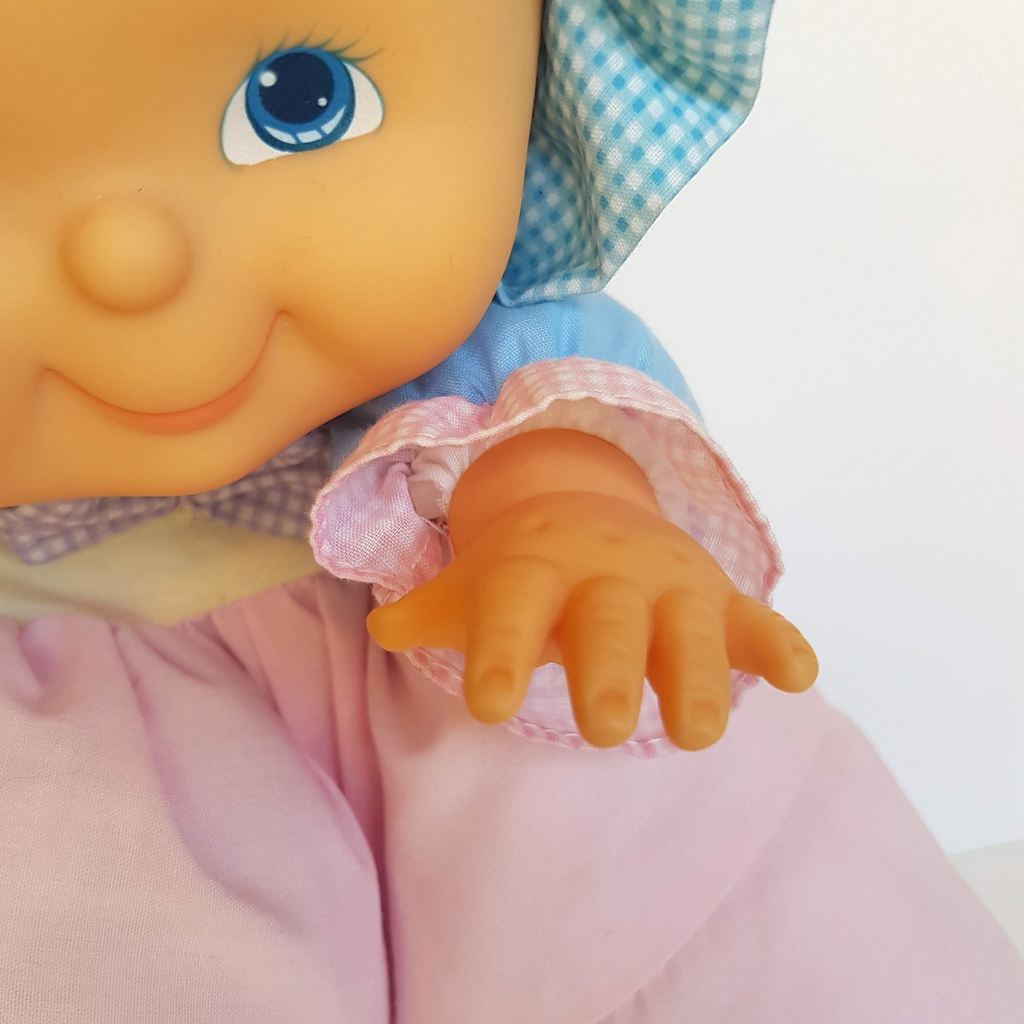 Vintage H.K City PUFF DOLL Baby Doll Puffy Body Bonnet Pink Blue Collectible Toy4