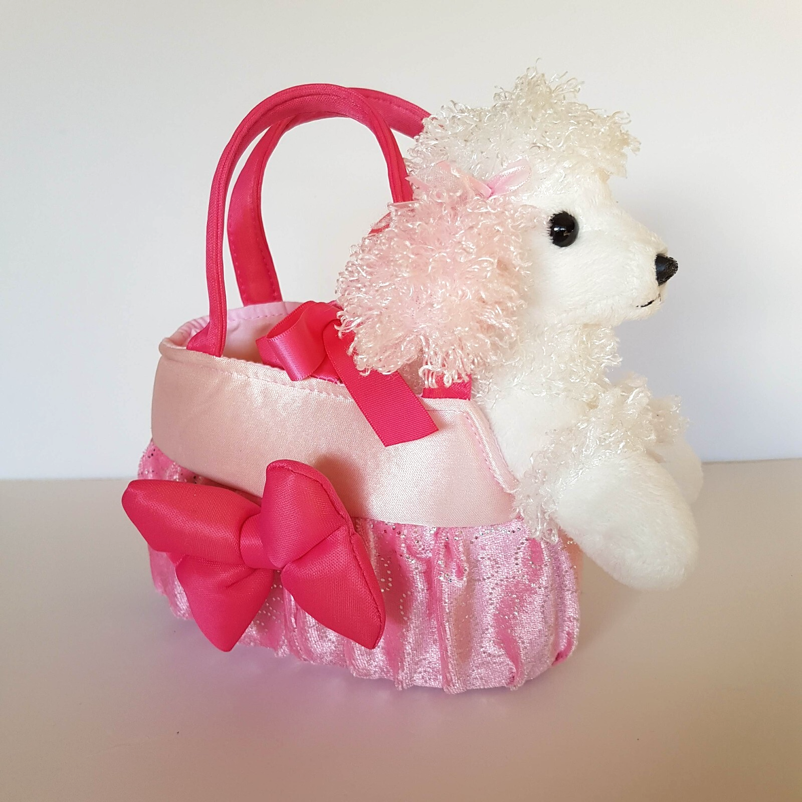 Korimco POODLE + CARRIER BAG 17cm Plush Stuffed Animal Pink Pet Soft Toy Cute15