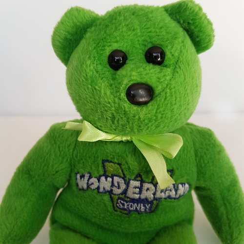 90s Wonderland Sydney Beanbag Green Bear Themepark Merchandise Collectible Plush1