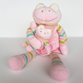 Boyle MUM & BABY PINK FROG Plush 34cm Stuffed Animal Knit Corduroy Soft Toy Cute0
