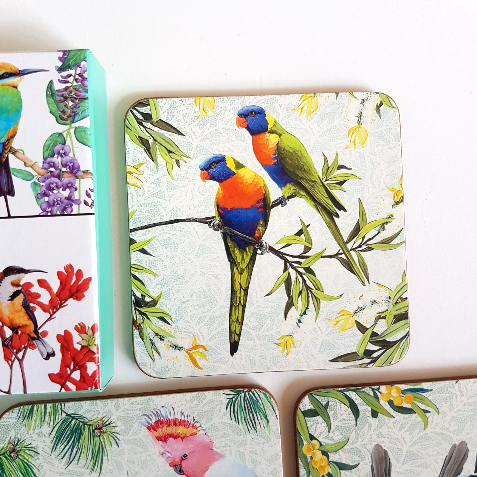 Birds of Australia COASTER SET Royal Botanic Gardens Victoria Katherine Castle1