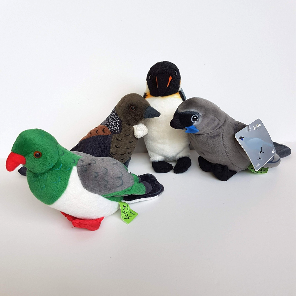 Antics BIRD PLUSH LOT Kokako Tui Kerkeru Penguin SOUND Stuffed Animal Soft Toy0