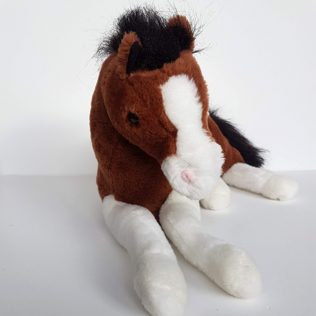 PINTO HORSE PONY Floppy Plush Brown White 34cm long Soft Toys Stuffed Animal Pet7