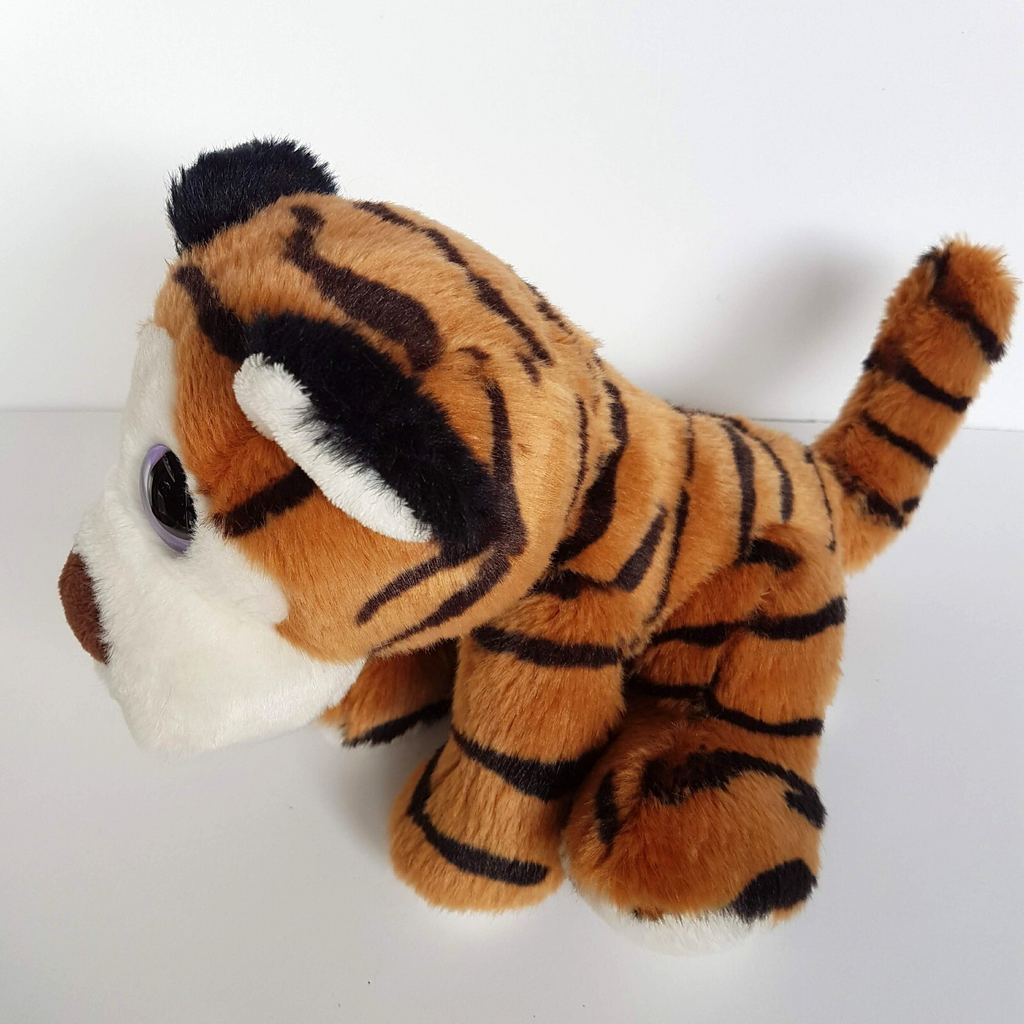 Cute TIGER WILD CAT Plush 18cm Stuffed Animal Purple Eyes Zoo Soft Toy KORIMCO3