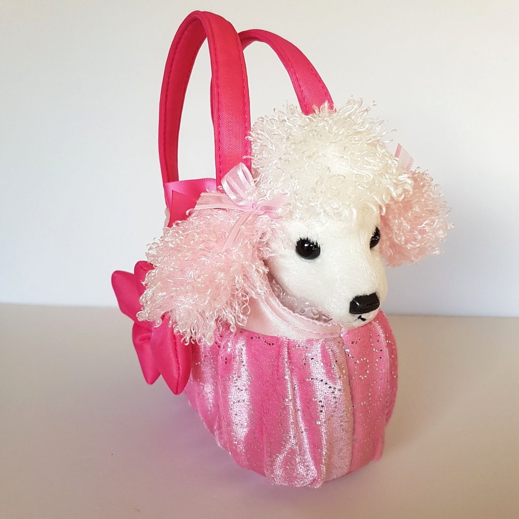 Korimco POODLE + CARRIER BAG 17cm Plush Stuffed Animal Pink Pet Soft Toy Cute4