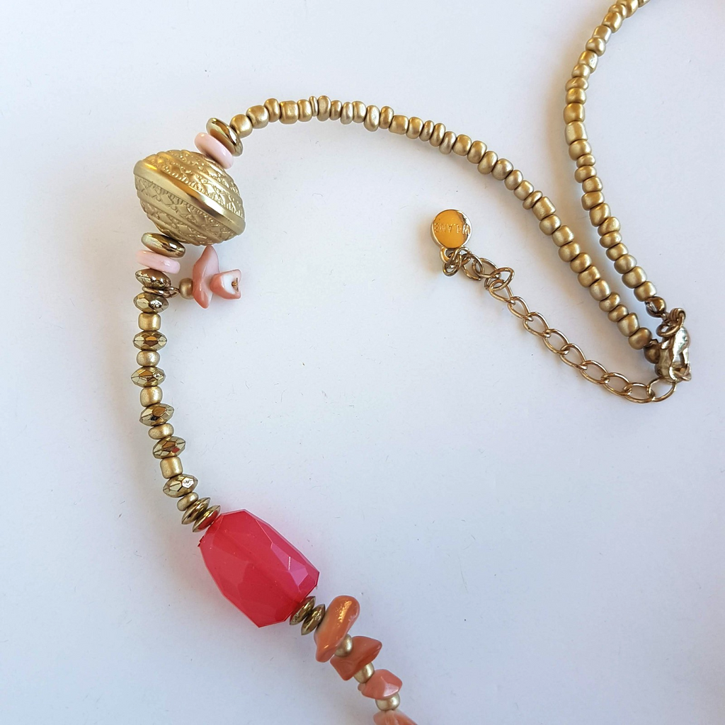 W Lane STRAND NECKLACE 82cm Peach Pink Beach Coastal Boho Fashion Jewellery2