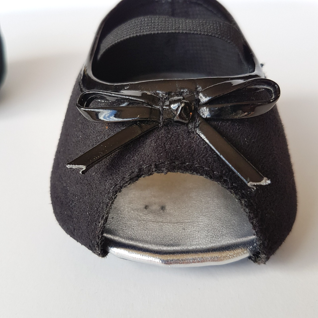 Build A Bear Workshop BLACK PEEP TOE HEEL Girl Shoes Clothes Patent Bow Cute BAB10