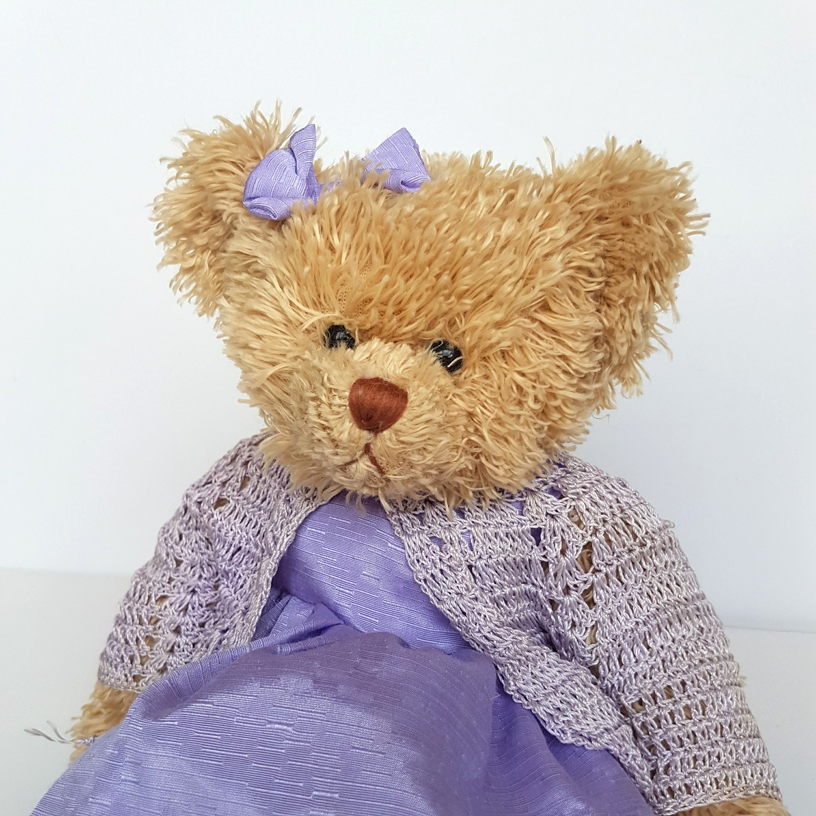 Pretty LAVENDER Teddy Bear PURPLE Dress Cardigan 30cm Soft Toy Stuffed Animal4