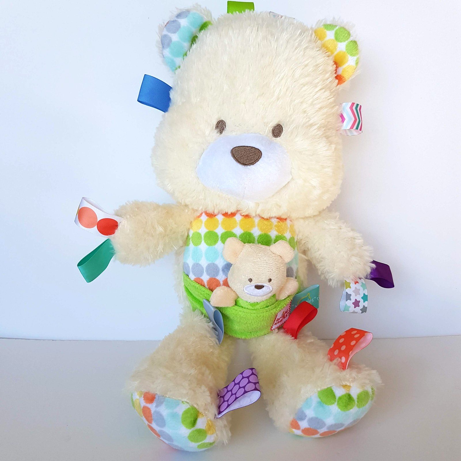 SNUGGLE & PLAY TAGGIES Bear 35cm Plush Rattle Bright Start Soft Toy Lovey Toy7