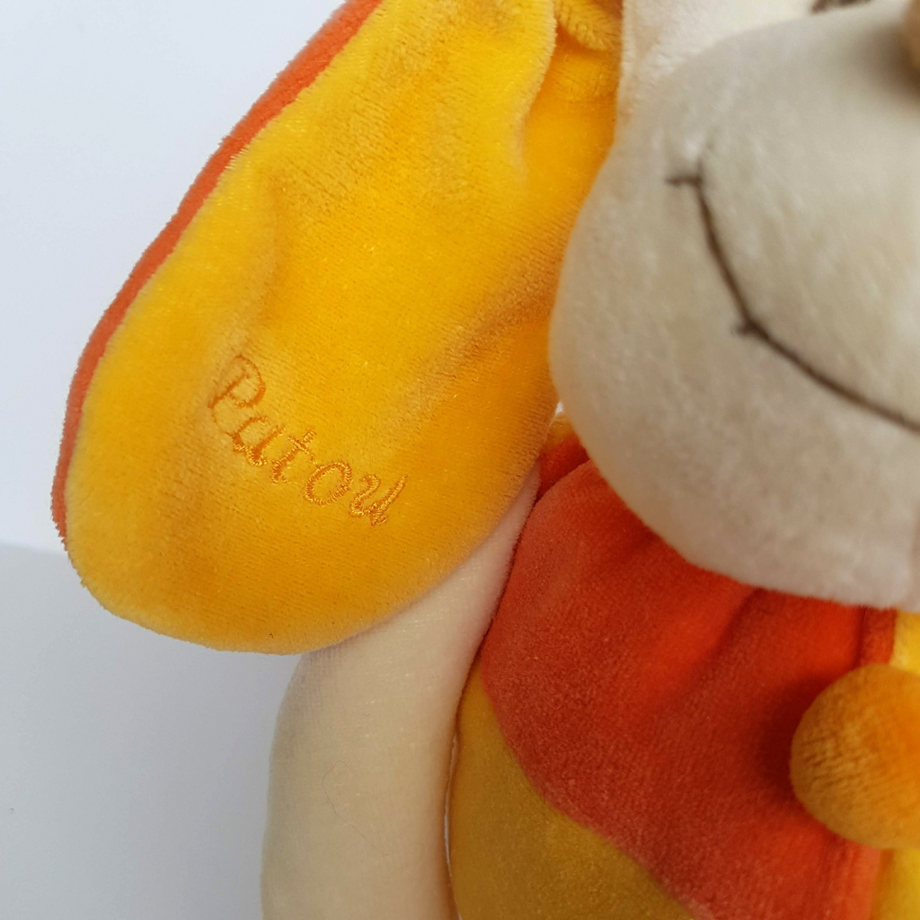 Doudou & Compagnie VELOUR RABBIT Patou 30cm Floppy Plush Soft Toy Orange Yellow4