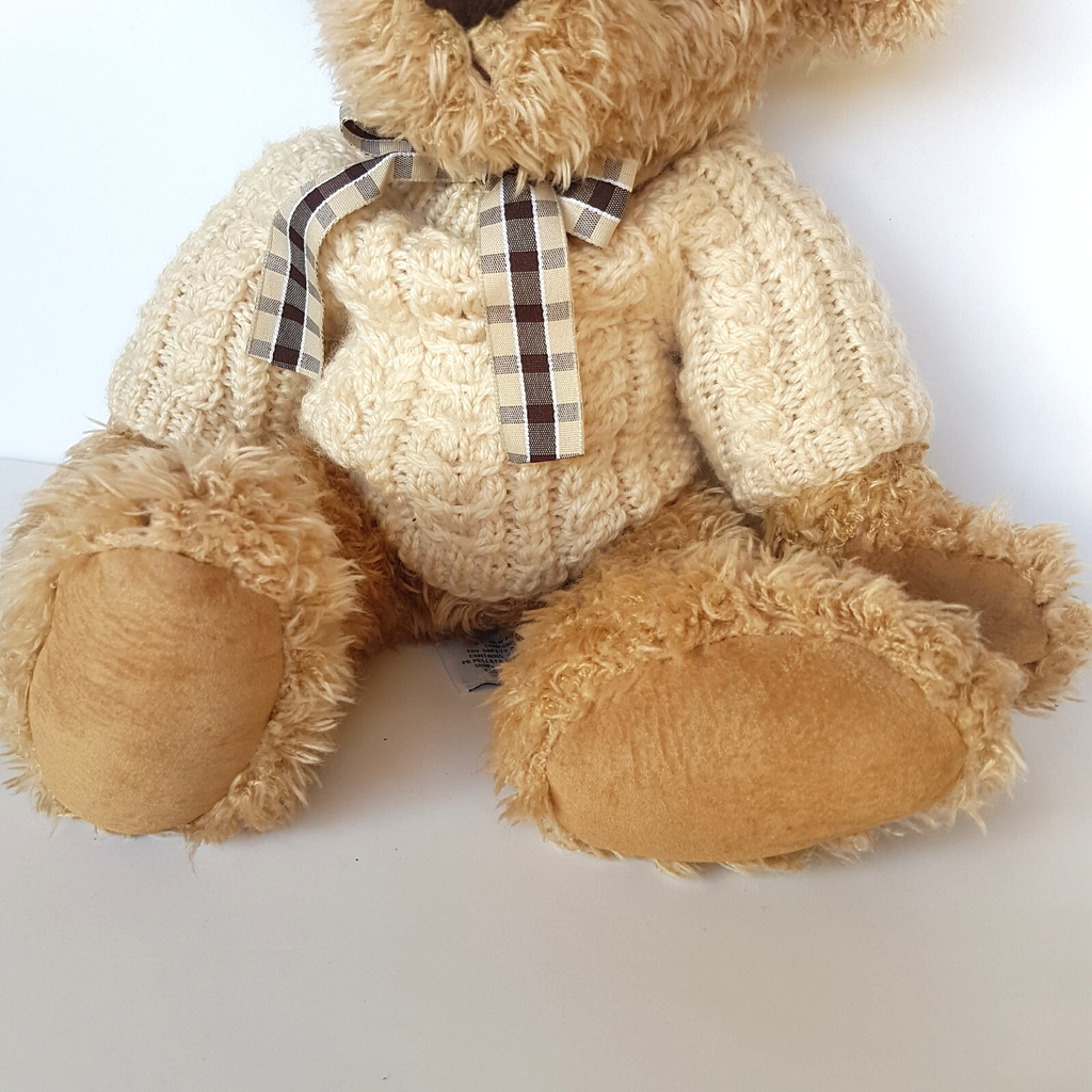 Russ ELLIOTT TEDDY BEAR Soft Toy Stuffed Animal 35cm Jumper Collectible Weighted4