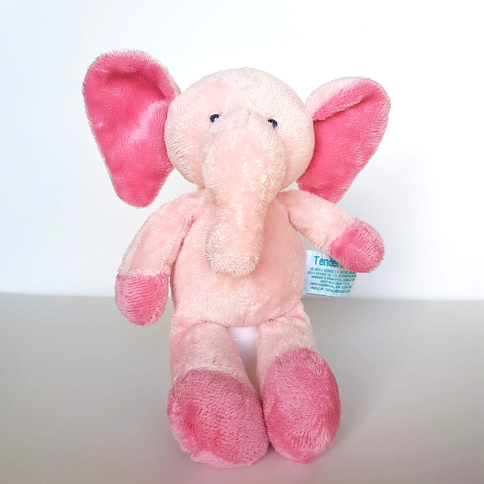 Russ Tender Rattles PINK ELEPHANT Plush Rattle Lovey Stuffed Animal Soft Toy0