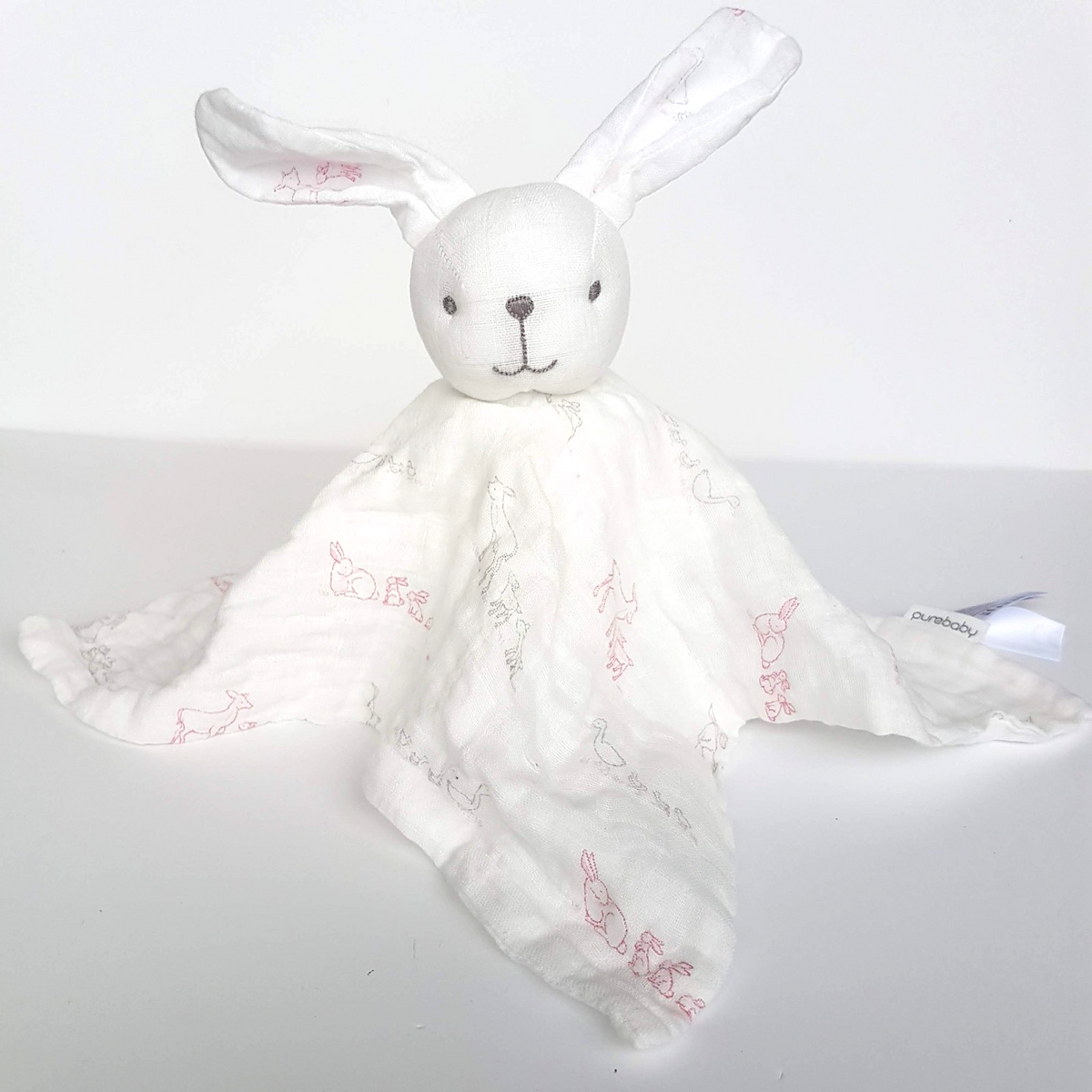 Pure Baby BUNNY RABBIT Lovey Cotton Comforter Plush Soft Toy Security Blanket0