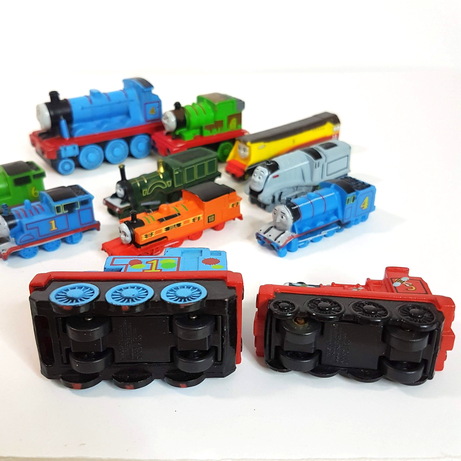 Thomas HARD PLASTIC VINYL TRAIN LOT 2007 Gullane Small Trains Cake Topper Toys5