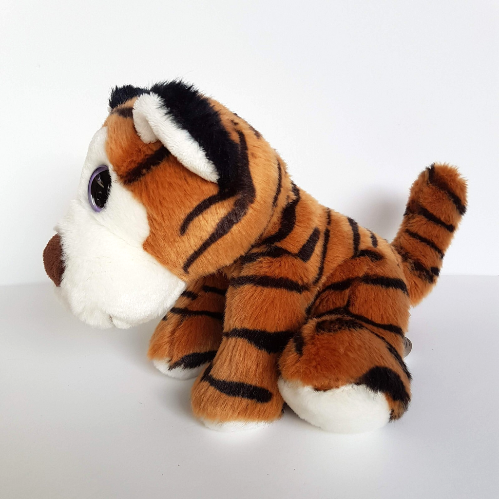 Cute TIGER WILD CAT Plush 18cm Stuffed Animal Purple Eyes Zoo Soft Toy KORIMCO2