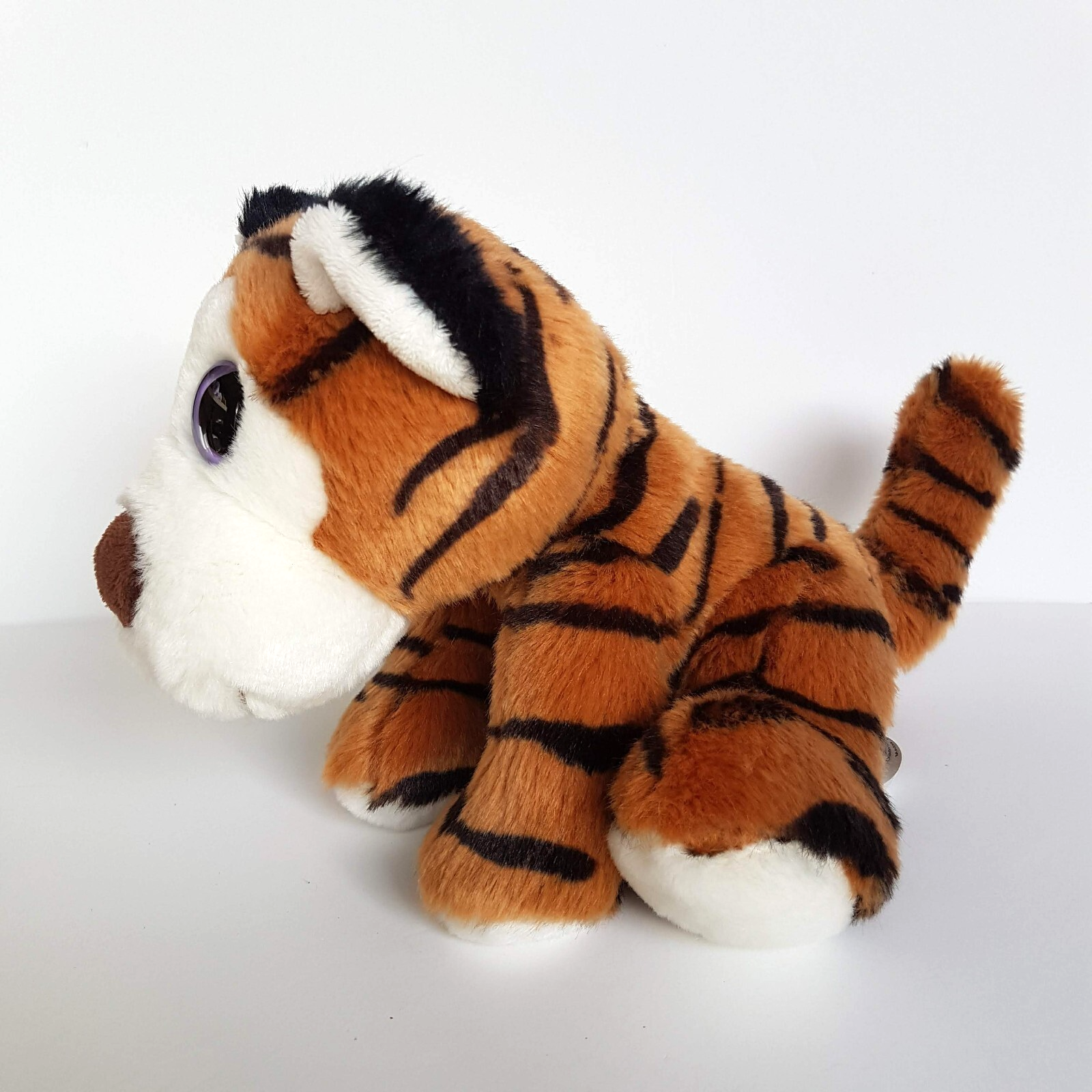 Cute TIGER WILD CAT Plush 18cm Stuffed Animal Purple Eyes Zoo Soft Toy KORIMCO2