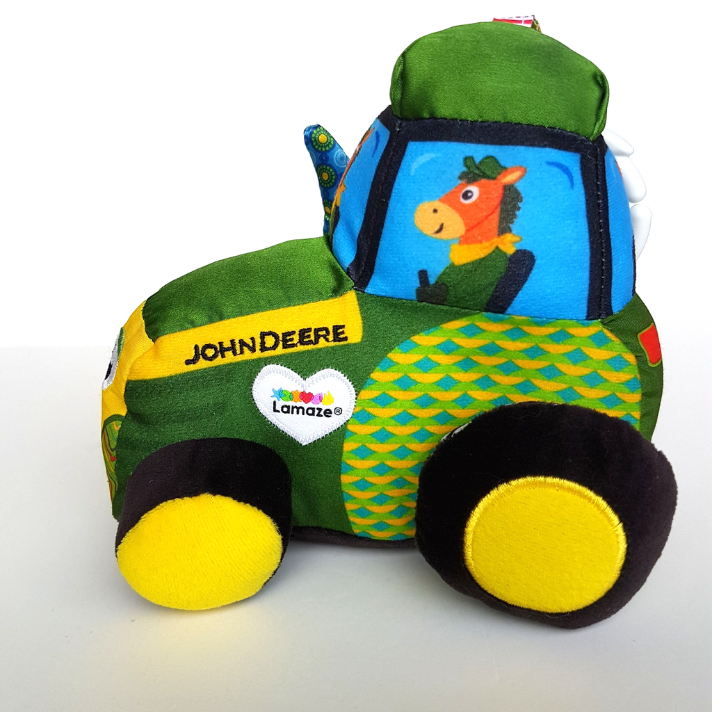John Deere TOMY LAMAZE TRACTOR Baby Pram Activity 16cm Clip & Go Farm Soft Toy2