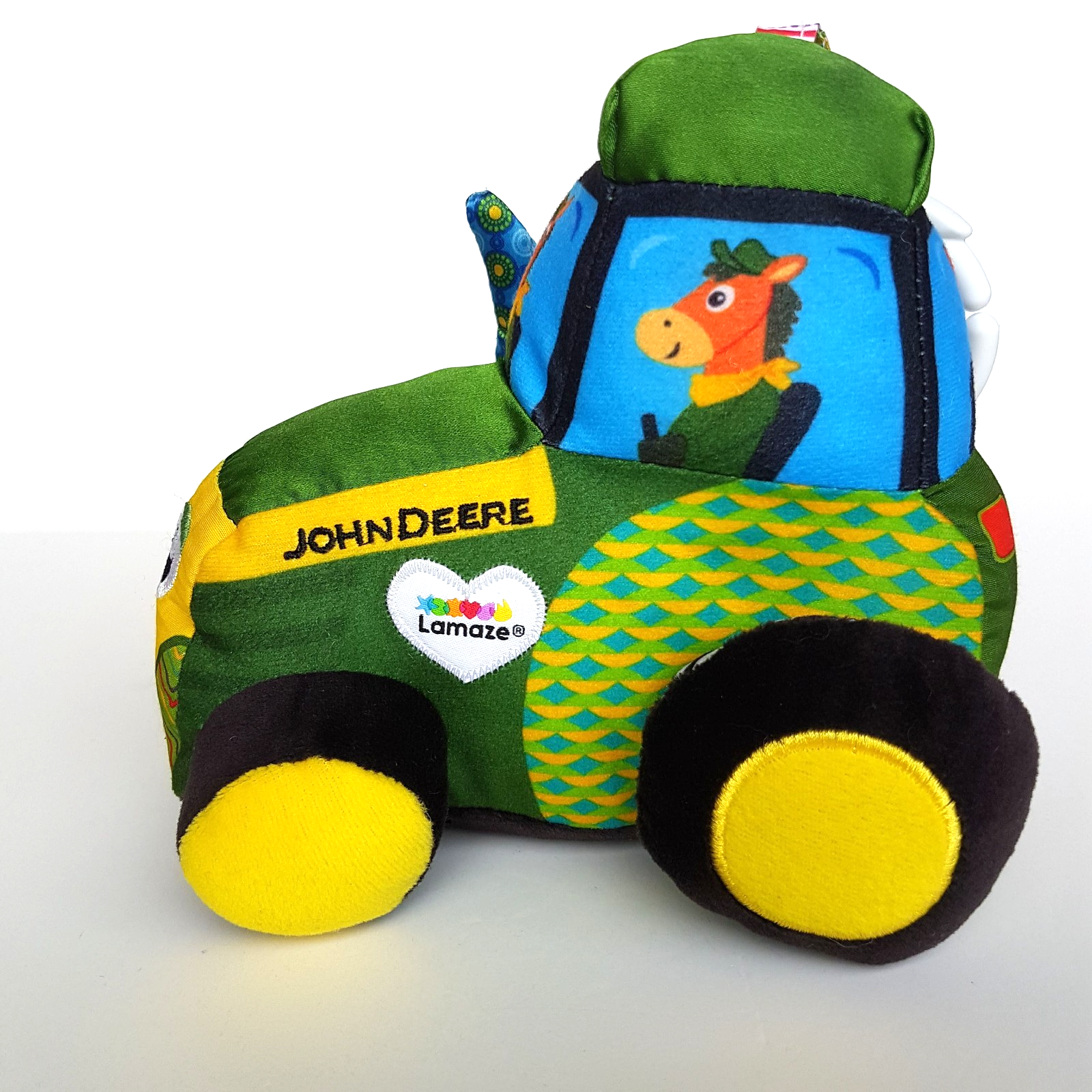 John Deere TOMY LAMAZE TRACTOR Baby Pram Activity 16cm Clip & Go Farm Soft Toy2