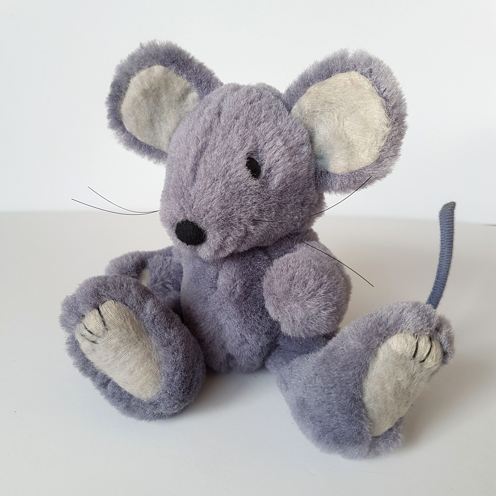 Blue Grey PLUSH SITTING MOUSE Handmade Rat 19cm Stuffed Animal Soft Toy Beanbag0