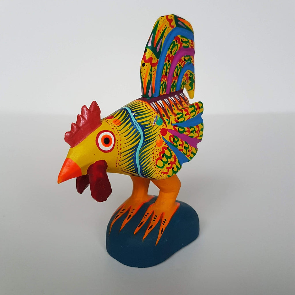 Mexican Folk Art ROOSTER Alebrije Decorative Bird Wooden Hand Painted 10.5cm4