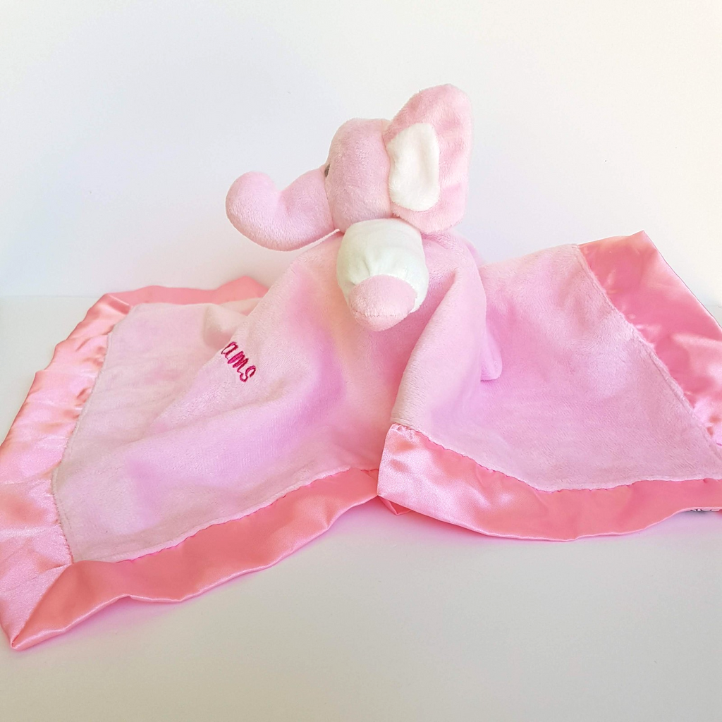 SADIE PINK ELEPHANT Baby Lovey Comforter Security Plush Blanket Satin Edge Gift9
