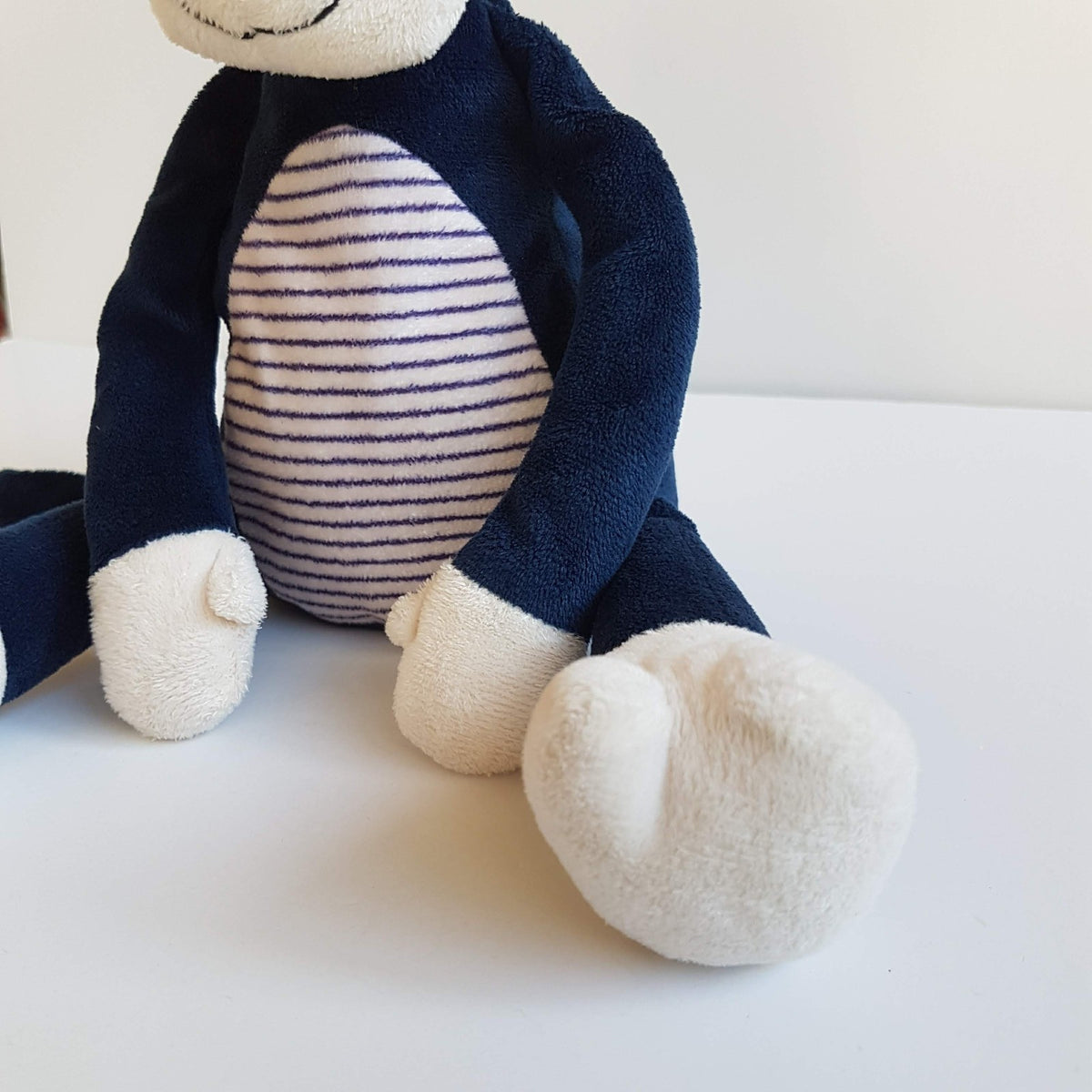 M&S Blue MONKEY RATTLE 31cm Floppy Plush Stuffed Animal Soft Toy Navy Jungle Toy3