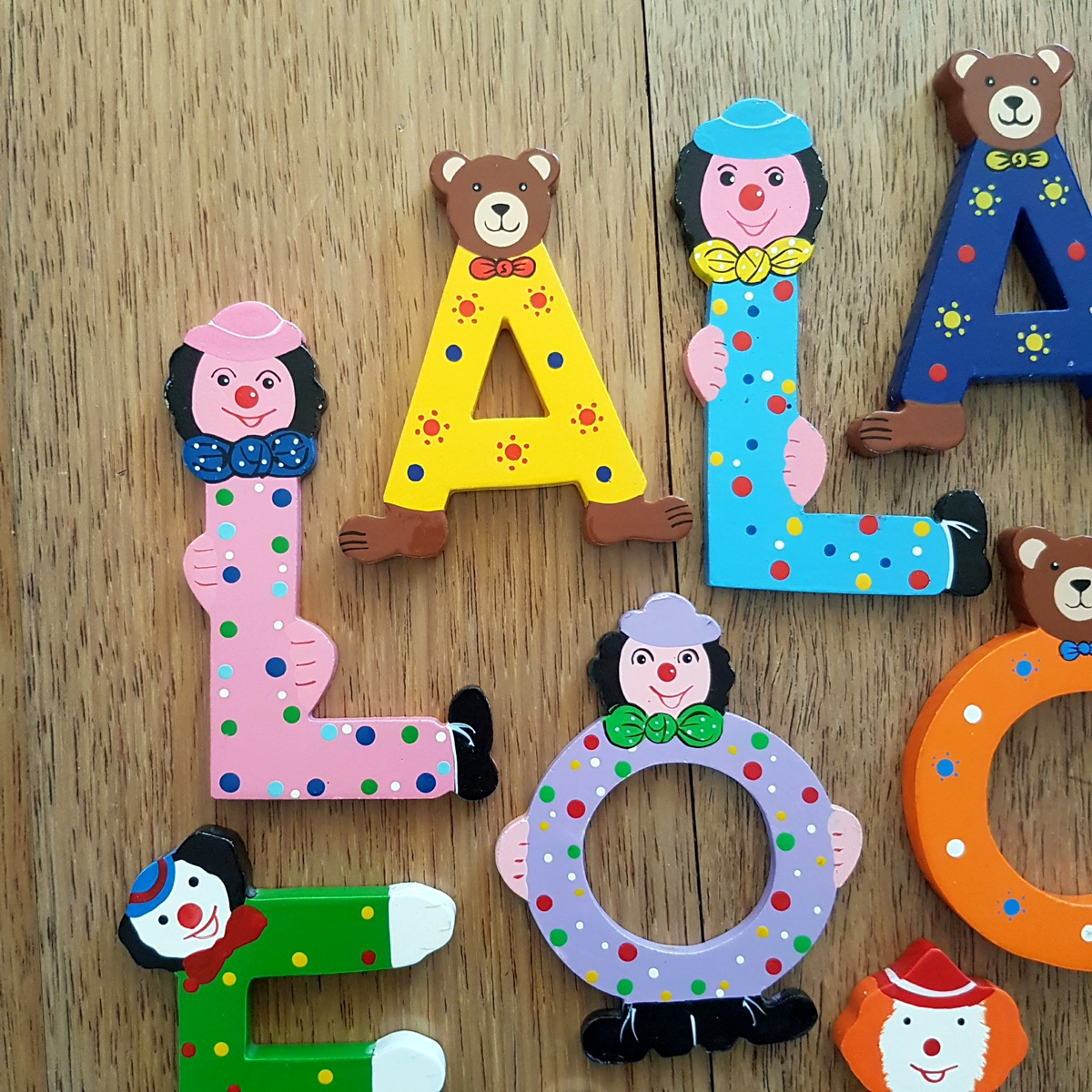 Hand Painted CLOWN WOOD LETTERS Bear Alphabet Lot Kids Name Letters (NOT SEVI)1