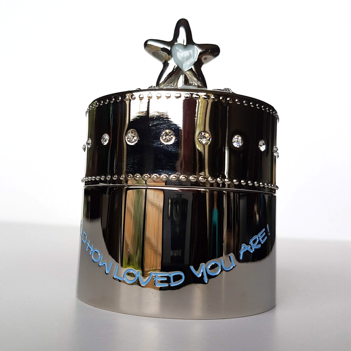 Whitehill BABY MUSIC BOX Blue 10cm Twinkle Little Star Silver Plated Enamel Gift3