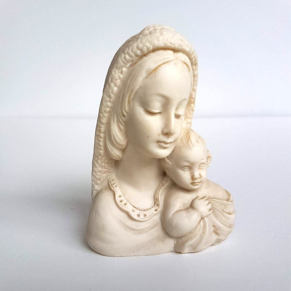 MADONNA & CHILD Figure Statue 10cm Religious Made in Italy Mary Jesus Bust 210g0