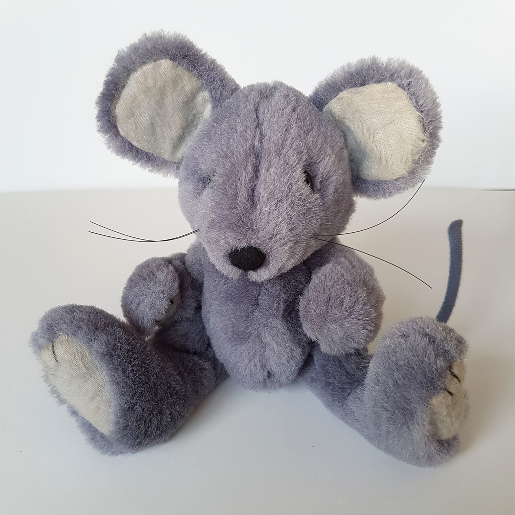 Blue Grey PLUSH SITTING MOUSE Handmade Rat 19cm Stuffed Animal Soft Toy Beanbag9