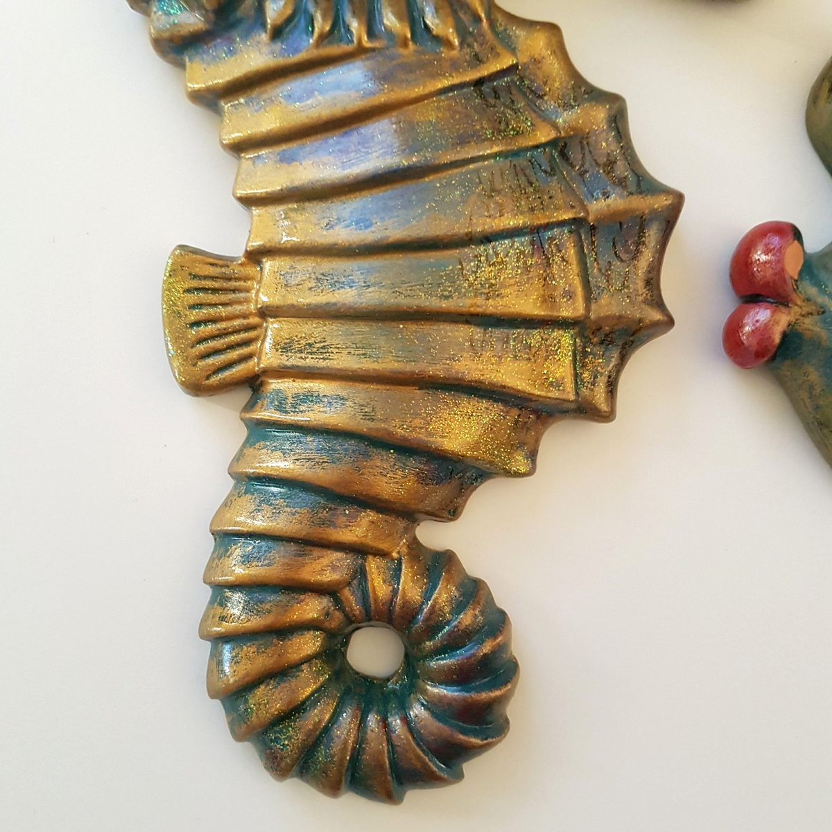 Decorative FISH SEAHORSE Wall Hanging Beach Coastal Wall Art Remo 2002 Signed2