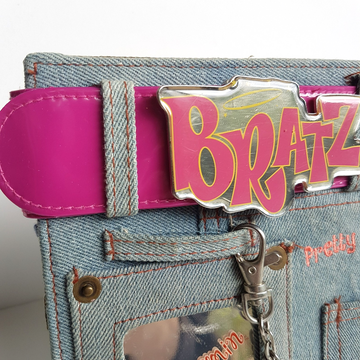 RARE Vintage Bratz Doll DENIM JEANS PHOTO FRAME Jasmin Mirror Accessory 21cm Toy1